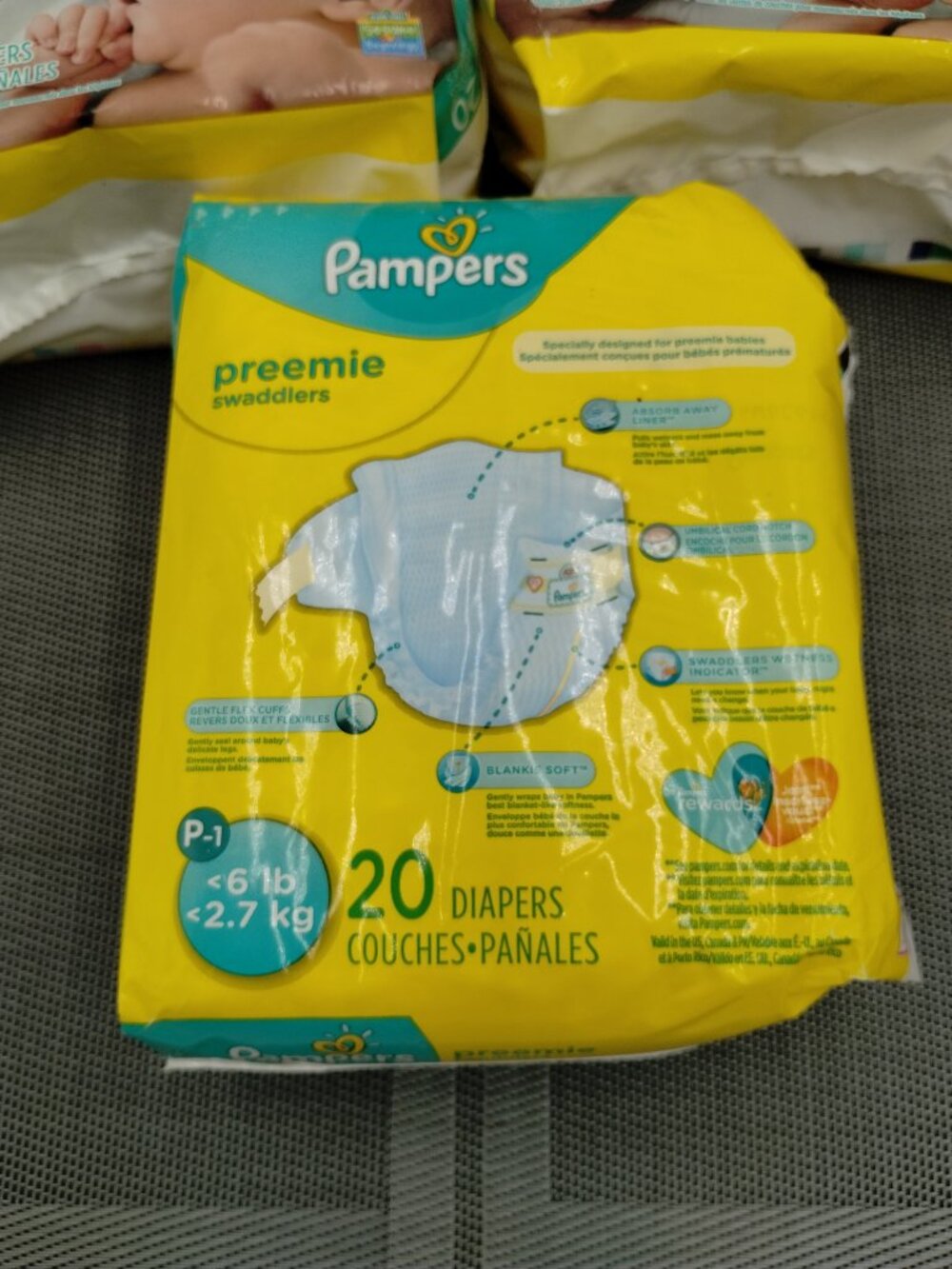 Pampers Preemie Swaddlers P-1 3 Packages 20 ct each New - Picture 3 of 3